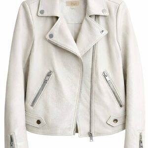 Michael Kors 100% Genuine Leather Moto Jacket Ivory White - LIKE NEW